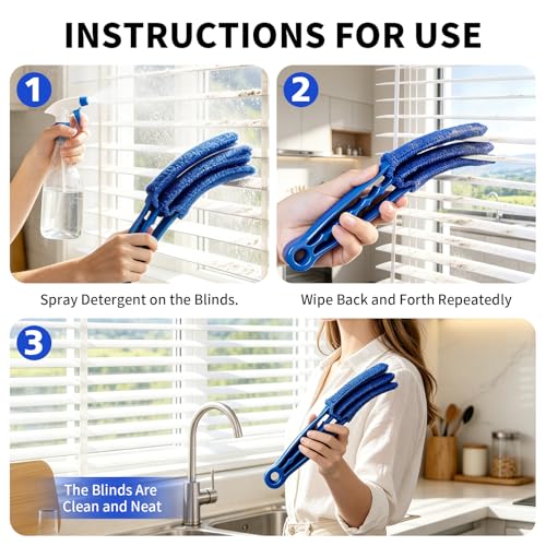 2 Pack Window Blind Cleaner Duster Brush with 6 Reusable Microfiber Sleeves - view 5