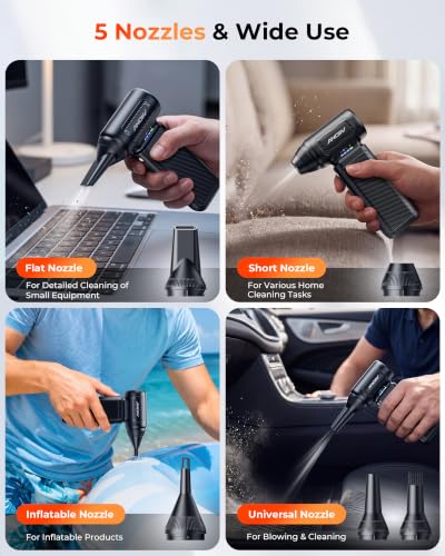 Compressed Air Duster, 130,000RPM, 3-Gear Adjustable, 5Nozzles - view 6