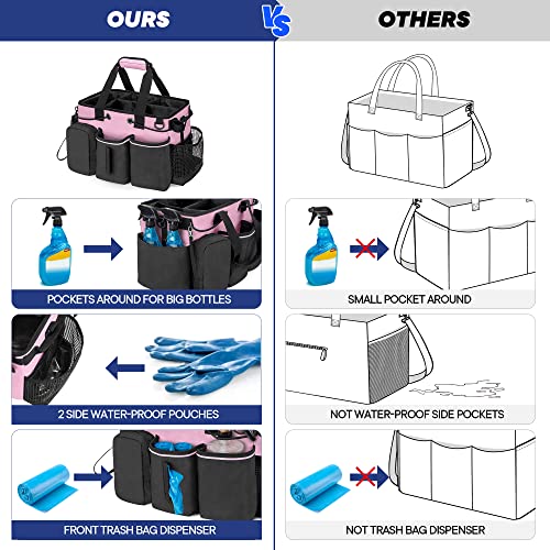 Large Professional Cleaning Caddy with Detachable Divider, Pink - view 2