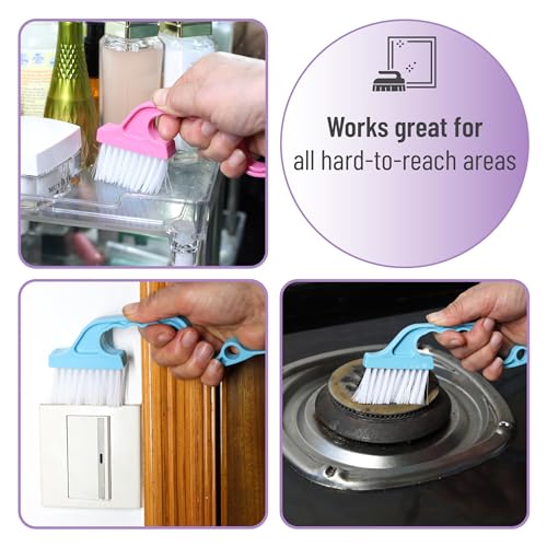 Slick Window Track Cleaning Brush - 2 Pack, Groove & Gap Cleaner, Blue/Pink - view 6