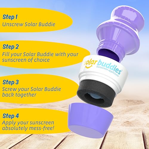 Grab & Go Travel Bundle, Carabina Clip & Cleaning Brush - Single Full Purple - Refillable Roll on Sponge Sunscreen, Suncream & Lotion Applicator For Kids, Adults & Families - Holds 100ml - view 4