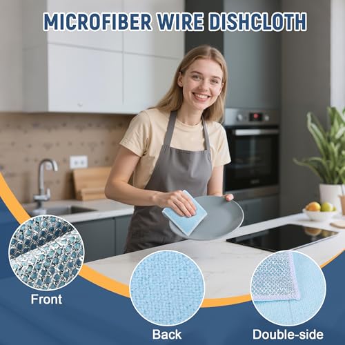 Double Side Non Scratch Wire Dishcloth 45pcs-Multipurpose Wire Dishwashing Rags Wire Mesh Cleaning Cloth,Kitchen Towels and Dishcloths Sets Microfiber Cloth for Cleaning Pans Sinks & Cookware - view 2