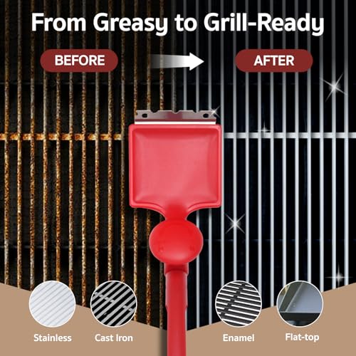 Grill Brush Bristle Free for Outdoor Grill, BBQ Grill Cleaning Brush with Replaceable Scrub Sponge Head & Scraper, Ergonomic Handle, Safe for Stainless Steel, Cast Iron & Porcelain Grate - view 5