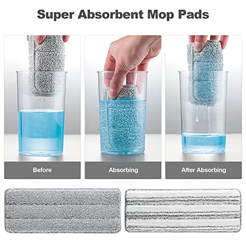 Reusable Microfiber Mop Pads for 15" Flat Mop, 4 Pack, Grey/Stripe - view 5