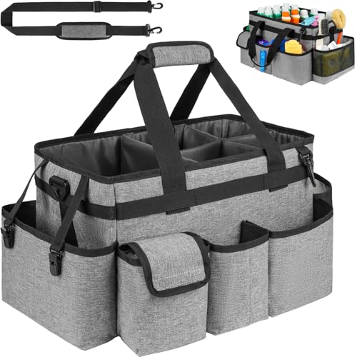 Cleaning Caddy,Cleaning Bag for Housekeepers,Cleaning Supplies Organizer with Handle,Black - view 8