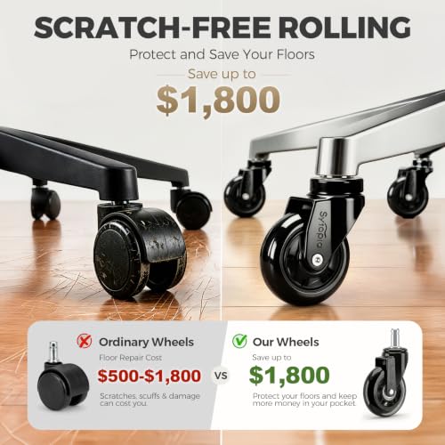 Office Chair Wheels Replacement 3 Inch, Heavy Duty PU Caster Wheels for Hardwood Floor & Carpet, Smooth Quiet Rolling, Hair-Proof, Universal 11mm Stem Fit Most Chairs, Not for 1KEA, Set of 5 (Black) - view 6