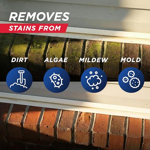 Outdoor Cleaner | Cleans Moss Stains from House, Vinyl Siding, Deck, Patio, Fence - 3 Capped Bottles, 1 Hose End Spray Attachment (64 Fl Oz (Pack of 3) - view 5