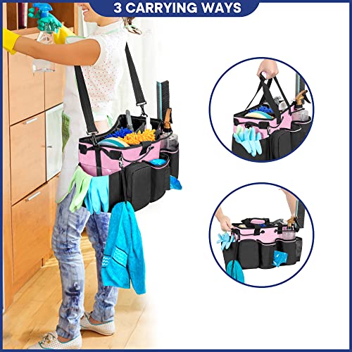 Large Professional Cleaning Caddy with Detachable Divider, Pink - view 3