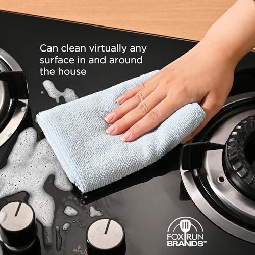 Colorful Microfiber Cleaning Cloth Set, Includes Blue, Green and Cream Kitchen and Home Cleaning Towels - view 6