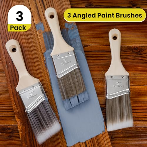 3-Pack 2 Inch Angled Paint Brushes, Sash Brushes for Trim & Wall - view 4