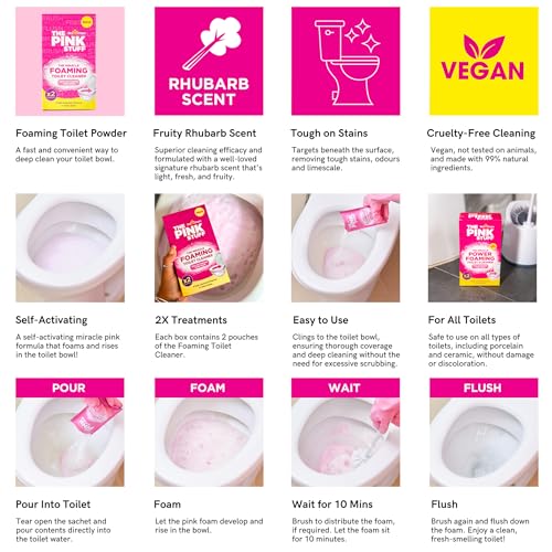 The Pink Stuff Miracle Power Foaming Toilet Cleaner – Self-Activating Formula for Deep Cleaning,Stain Removal,and a Fresh Shine – Bathroom Essential,(Pack of 6) - view 5