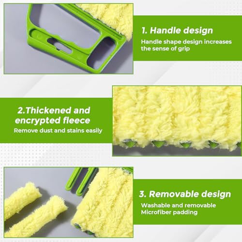 2-Pack Microfiber Blind Cleaner Tools - 7-Finger Washable Duster for Venetian Blinds, AC Vents, Fans & Wood Surfaces - Flexible Head with Non-Slip Handle - view 3