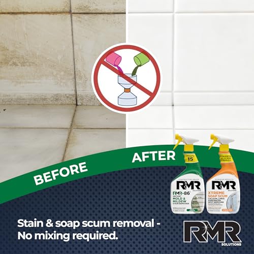 RMR Instant Mold & Mildew Stain Remover Spray + Xtreme Soap Scum Remover, No-Scrub Indoor/Outdoor Cleaning System for Bathroom, Shower, Siding, & Deck, 2–32 Oz Bottles - view 4