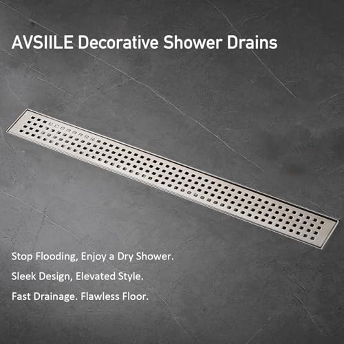 Linear Shower Floor Drain, Brushed Nickel 12 Inch Bathroom Drains - view 4