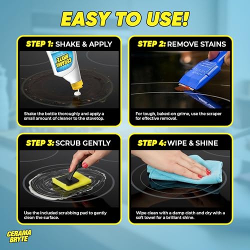 Cooktop Cleaning Kit, 10 oz Bottle, Scraper, Tool & Pad - view 5