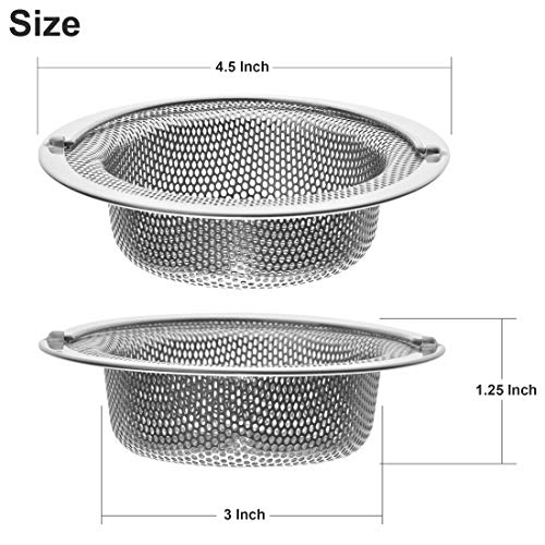 2 Pack - 4.5" Top / 3" Basket - Kitchen Sink Drain Strainer Stainless Steel Large Basket Food Catcher with Handle. Fast Flow and Effective 2/16" Holes - view 2