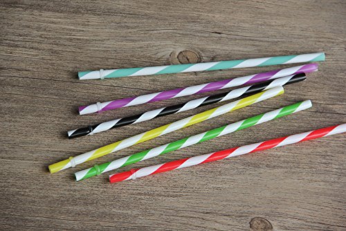 12 Piece 9 Inch Reusable Plastic Thick Drinking Straws BPA Free Mason Jar Straws Big Stripe (9inch Red) - view 5