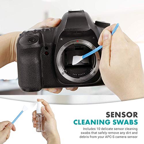 Deluxe Essentials DSLR Camera Cleaning Kit with 10 APS-C Cleaning Swabs, Sensor Cleaning Fluid, Rocket Air Blower, Lens Pen, Soft Brush, 2X Small and 2X Large Microfiber Cloths and Carrying Case - view 3