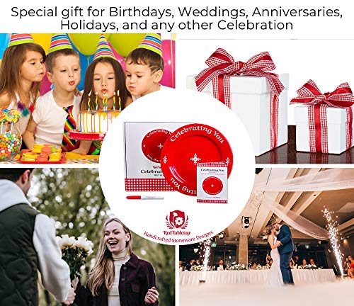 Celebrating You Custom Gift Box - Special Red Plate for Birthdays, Mother's Day, Weddings, Anniversaries & Holidays. Microwave & Dishwasher Safe - view 5