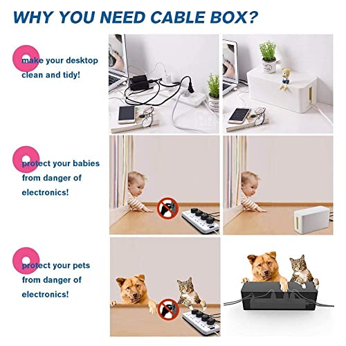 Cable Management Boxes Organizer, Large Storage Wires Keeper Holder for Desk, TV, Computer, USB Hub, System to Cover and Hide & Power Strips & Cords (White) 1 - view 4