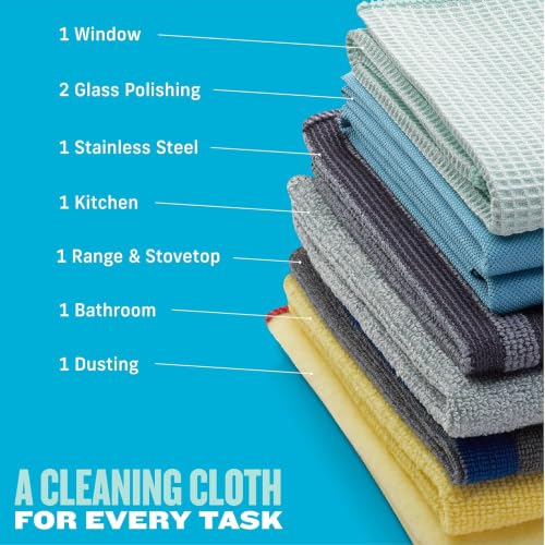 Home Cleaning Set, Premium Microfiber Cleaning Cloth, Household Cleaning Tools & Supplies for Dusting, Bathroom, Kitchen & Cars, Washable & Reusable, 100 Wash Guarantee, 8 Piece Set - view 2
