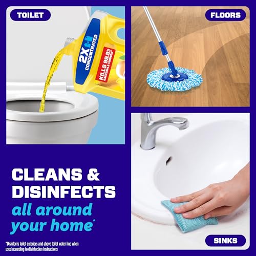 Antibacterial All Purpose Cleaner, Floor Cleaner for Mopping Home, Bathroom, & Kitchen, Cleaning Liquid for Mop & Bucket, Cleaning Supplies, Multi-Surface Dilutable, Lemon, 99oz - view 3