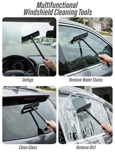2 in1 Window Squeegee for Car, Window Cleaning Tool with 16inch Long Handle - view 7