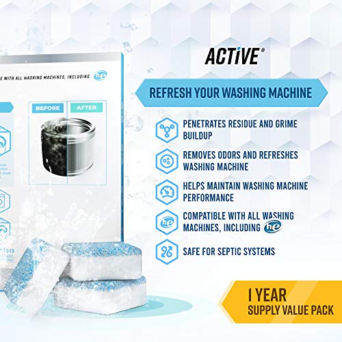 Washing Machine And Dishwasher Cleaning Tablets Bundle - Includes 12 Month Supply Dishwasher Cleaner Deodorizer & Washing Machine Descaler Deep Cleaning Tablets - 48 Tablet Combo - view 2