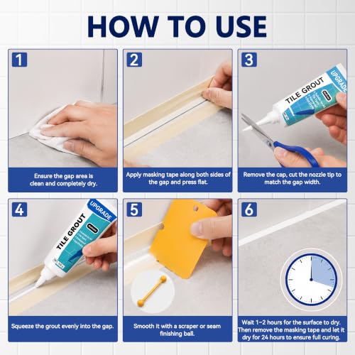 Tile Grout Repair Kit, 2 Pack Waterproof White Grout Sealer for Shower, Bathroom, Kitchen, Tile, Fast Drying Grout Filler Restores and Renews Floors, Gaps, Joints, Lines(100g Each) - view 6