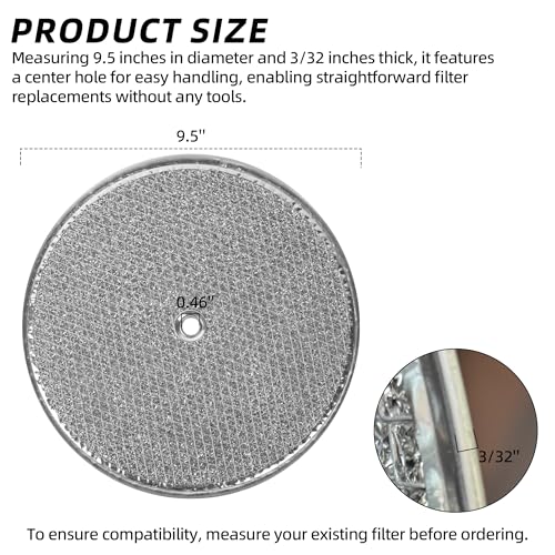 (3-Pack) 9-1/2" Round x 3/32" Aluminum Grease Filters with Center Hole, Range Hood Filter, Kitchen Exhaust Fan Filters Replacement - view 2