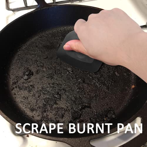 Pan Scraper Dish Scraper Food Scraper Tool Plastic Pot Scraper Kitchen Scraper Grease Scraper Cast Iron Skillet Pan Scraper Tool for Cleaning (3 Pcs, Red) - view 2