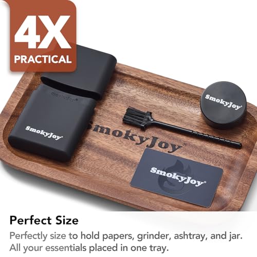 Wooden Rolling Tray Set, 10.8 Inch Walnut Wood Trays Bundle - view 4