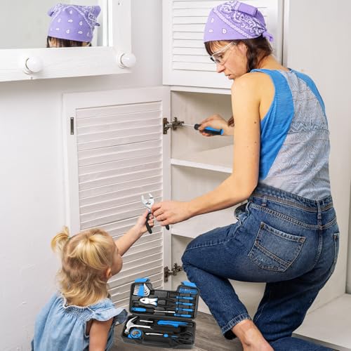 39-Piece Basic Household Tool Set with Toolbox Storage Case, Blue - view 6