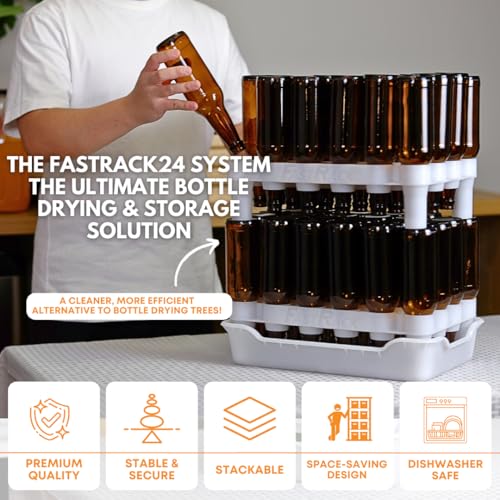24-Bottle Wine Bottle Drying Rack | Stackable | White - Tray not included - view 4
