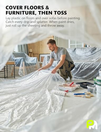 9' x 400' Clear Painters Plastic Sheeting Roll with Dispenser Box - view 4