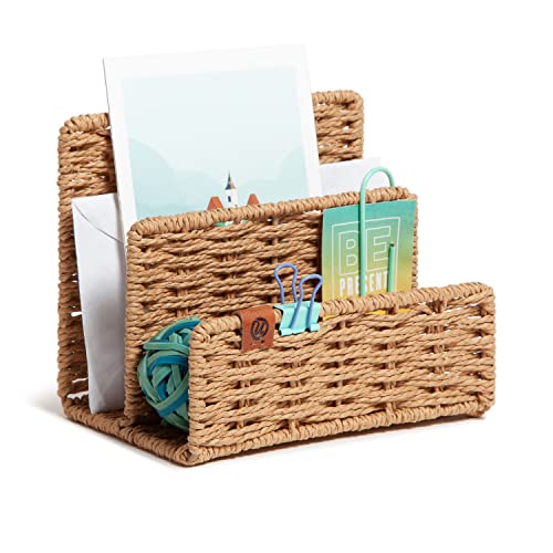 Woven Letter Sorter, Rattan-Inspired Wicker Style Office Organization Supplies, 1 Count - view 5