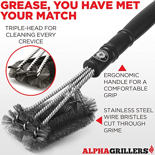 Grill Brush. Rust Proof Bbq Cleaning Scraper Accessories. Safe Stainless Steel Wire Bristle Grilling Cleaner Tools for Outdoor Barbecue Set, Incl Gas, Charcoal, Weber. Grill Brushes - view 3