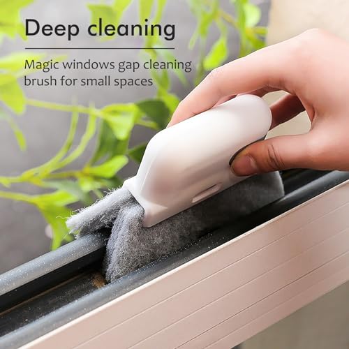 Window Cleaning Brush,Multifucation Groove Cleaning Brush for Household Use, 3 in 1 Window Sliding Door Track Cleaner, Sill, Tile Lines, Shutter, Car Vents, Keyboard, Small Spaces Clean Kit - view 2