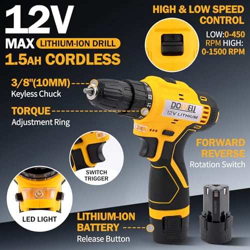 Tool Set with 12V Cordless Drill, 223-Pcs Home Tool kit for Men - view 3