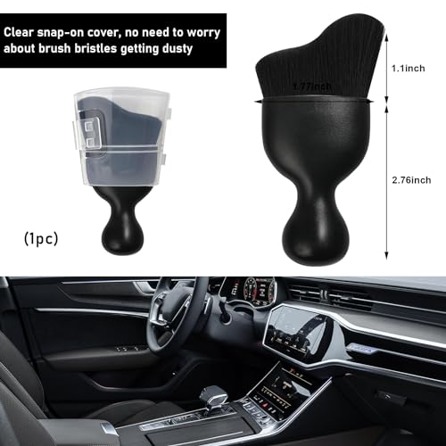 Car Detailing Brush, Curved Soft Bristles Auto Removal Dust Collectors, Universal Vehicle Dashboard, Air Conditioner Vents etc Interior Cleaning Tool Accessories (Black) - view 2
