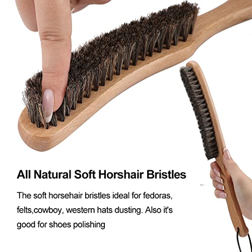 Hat Brush Combo Kit - Horsehair Felt Hat Brush Clean Cowboy Hat, Fedora Hat & Baseball Cap, Boar Bristle Lint Brush Remove Pet Hair Dust for Suits, Suede, Clothes & Furniture, Beech Handle - 2 Pack - view 6