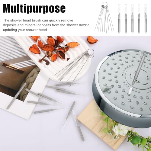 10pcs Shower Head Cleaners, with 10pcs Needle Picks Anti-Clogging Shower Head Cleaning Brush Tiny Crevice Cleaner Tool for Small Holes Gaps Nozzle Window Slot Household Bathroom (Gray) - view 6