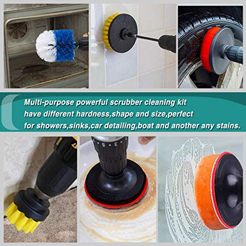 Drill Brush Scrub Pads 38 Piece Power Scrubber Cleaning Kit - All Purpose Cleaner Scrubbing Cordless Drill for Cleaning Pool Tile, Sinks, Bathtub, Brick, Ceramic, Marble, Auto, Boat - view 3