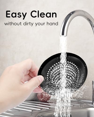 Sink Drain Strainer, Reversible Chain Mesh Kitchen Sink Drain Strainer, Easy Clean 304 Stainless Steel Sink Strainer for Food Catcher Garbage Disposal, Black - view 4