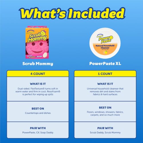 Sponges & PowerPaste XL Value Pack - 4 Scrub Mommy Multipurpose Dish Sponges & PowerPaste XL All-Purpose Cleaning Paste - Scratch-Free, Multi-Surface Household Cleaning Supplies Kit (5ct) - view 2