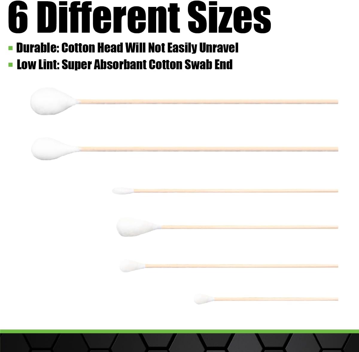 325 pc cotton swab assortment - auto detailing, electronics, lubricant application, cleaning firearms, pets - super absorbent - low lint - wood handles - home, garage, workshop, office - view 2