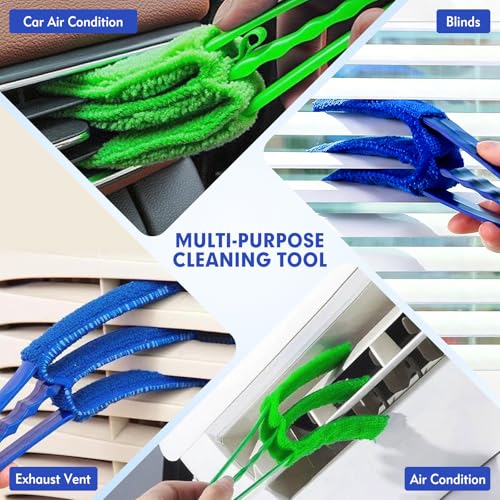 Blind Cleaner Duster Brush, 2-Pack Window Blind Cleaner Tool with 6 Washable Microfiber Sleeves, 3-Arm Venetian Duster for Wood & Mini Blinds, Shutters, AC Vents and Car Air Vents - view 7