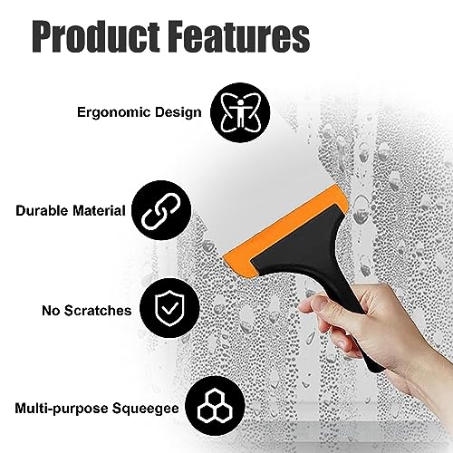 Small Silicone Window Squeegee, Car Windshield Water Blade Squeegee, Multifunctional Auto Squeegee with 5.9 Inch Blade and Non-Slip Handle for Car Window, Mirror, Home Cleaning (Black) - view 3