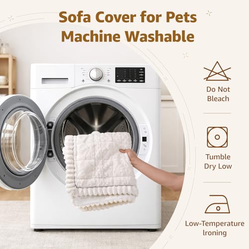 Couch Cover for Dogs Washable: Non Slip Fuzzy Plush Pet Couch Covers for 2 Seat Sofa, Hair Resistant Sofa Protector Pet Friendly, Home Decor Couch Slipcover, 27.6" x 59", White - view 6