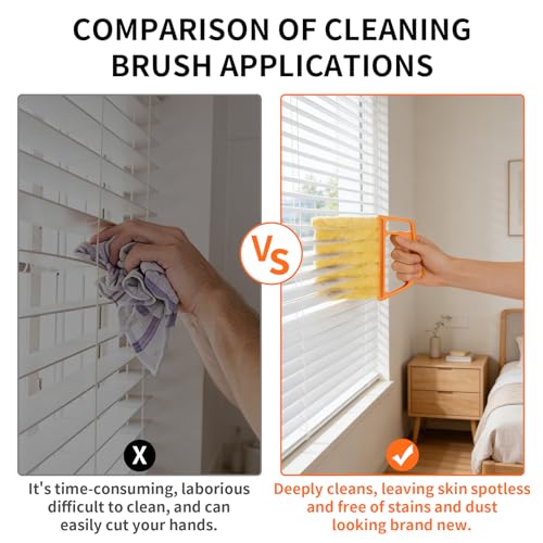 2 Pack Venetian Blind Cleaner Tool, Wet Dry Duster for Blinds with Ergonomic Handle, Washable Microfiber Window Shutter Cleaning Brush, Handheld Damp Dust Sponge for Home Office, Yellow - view 5